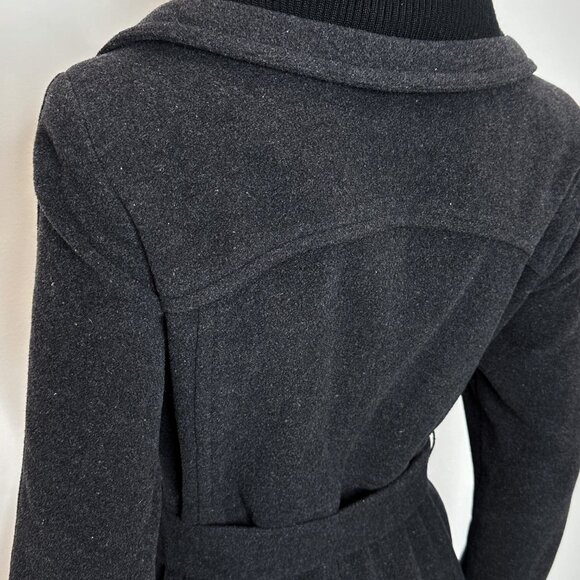 Cole Haan Wool Cashmere Blend Tie Waist Peacoat Jacket Coat in Gray Women's Sz 4 - Picture 15 of 16